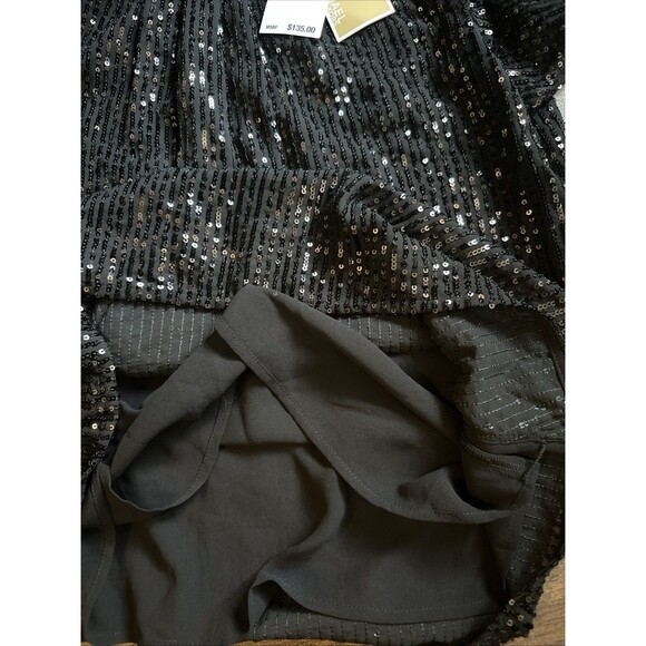 Michael Kors Women's Sequin Flutter-Sleeve Cocktail Holidays Blouse Top Petite M - Picture 10 of 10